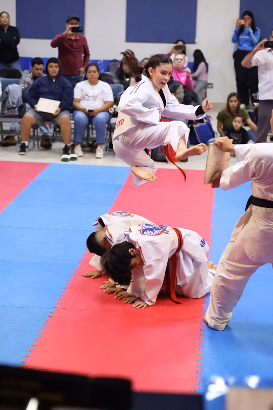 Patada voladora en exhibición de Taekwondo GAMA Monterrey Cumbres